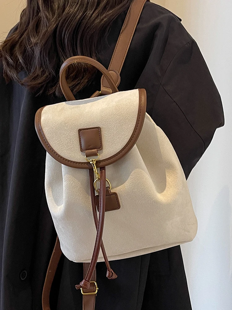 

Fashionable Large Capacity Backpack Women's Double Shoulder Bag 2026 New Style British Style Bucket Shape Backpack for Colleg...