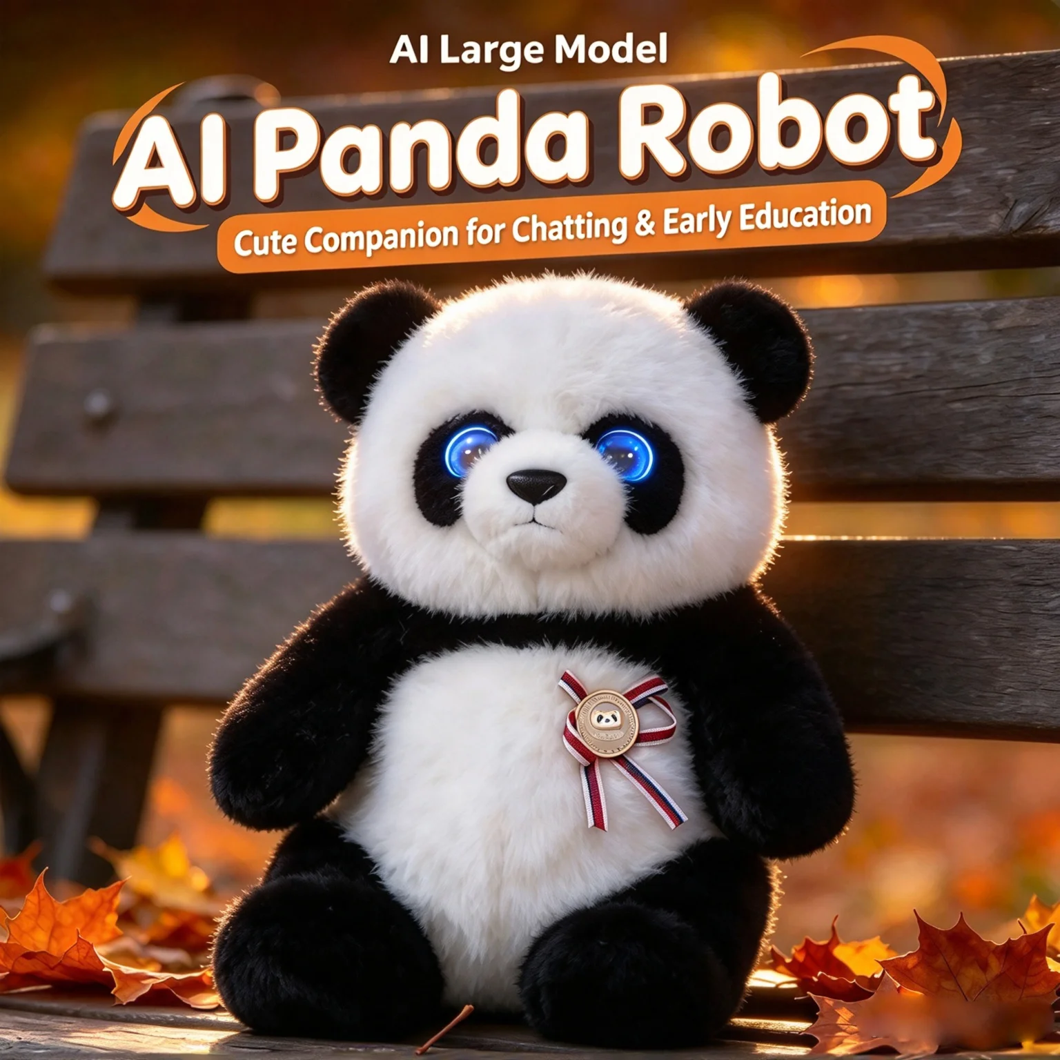 Guoguoyang G6-011 AI Panda Robot Plush Toy Smart Interactive Chat Early Education Stuffed Doll with Glowing Eyes