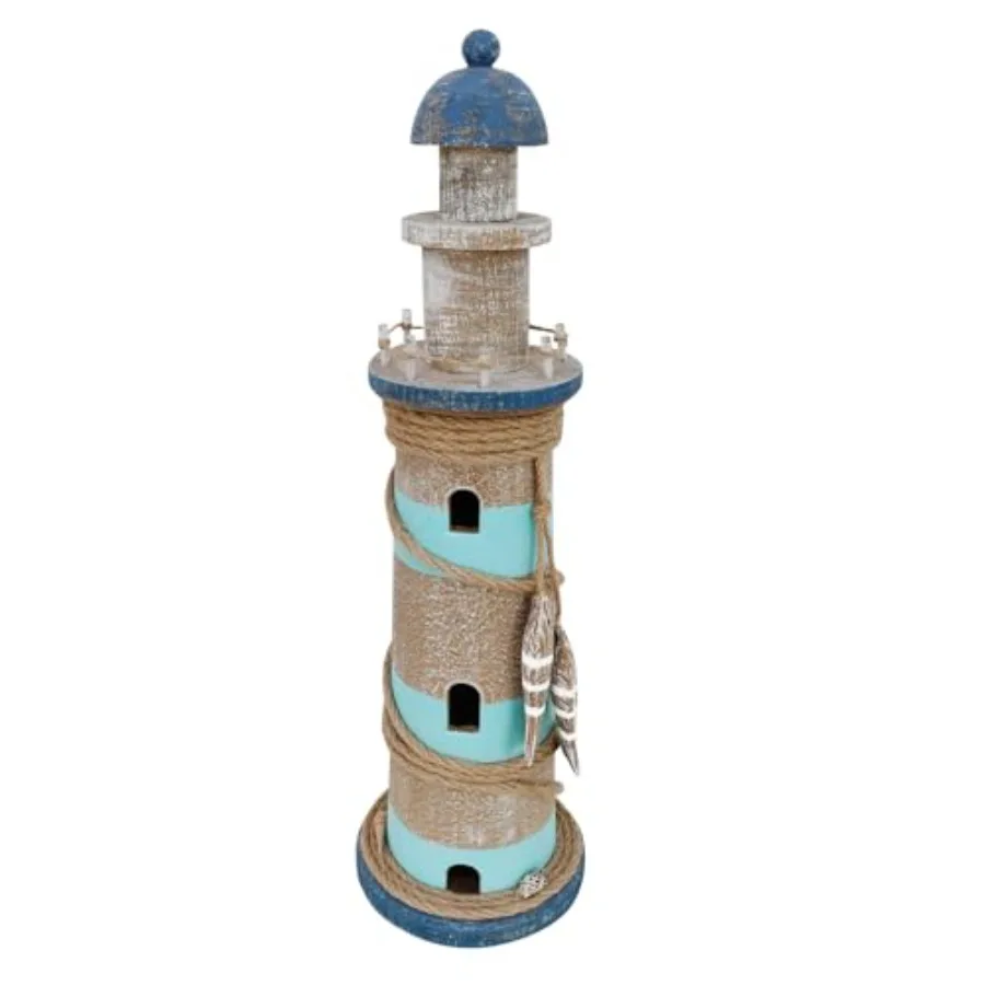 Lighted Wooden Lighthouse Nautical Home Decor