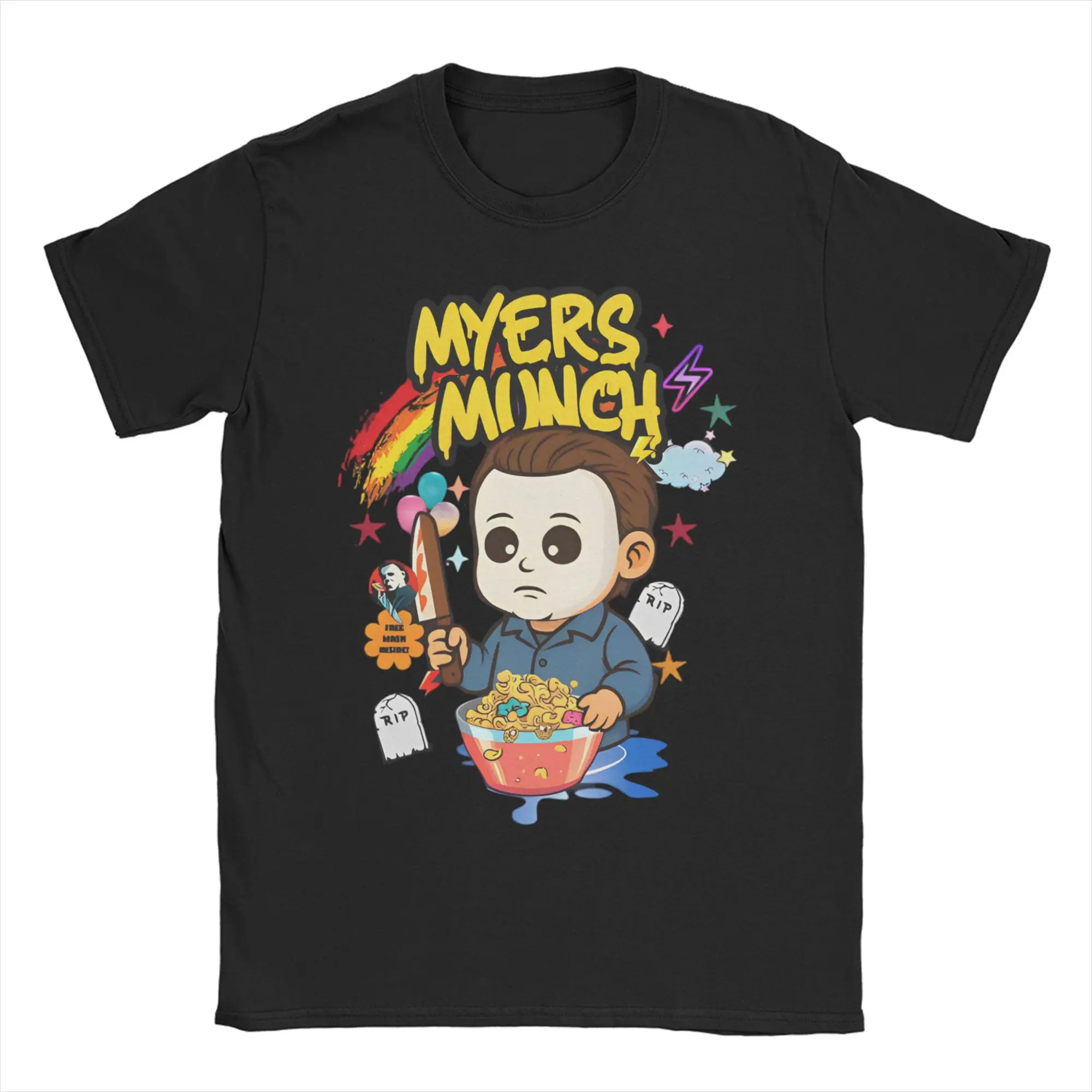 Cereal Killers Halloween T-Shirt Men Women Michael Myers Crazy Pure Cotton Tees Short Sleeve T Shirts Plus Size Clothing