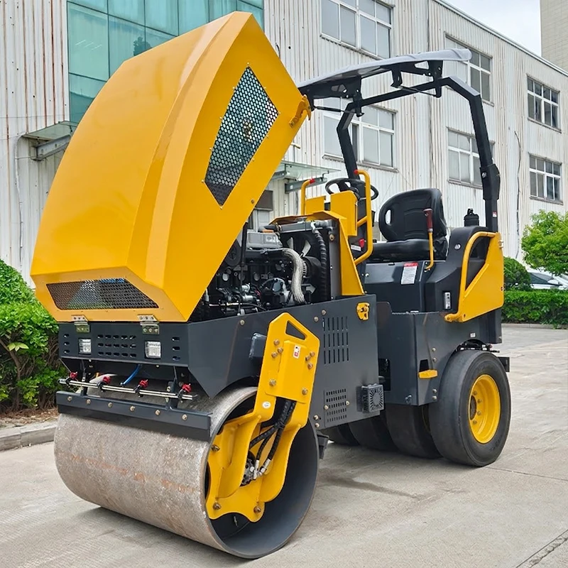Hot Sale 3Ton 4Ton Hydraulic Vibrating Roller Kubota Engine Double Drum Front Steel & Rear Rubber Tire Road Compactor
