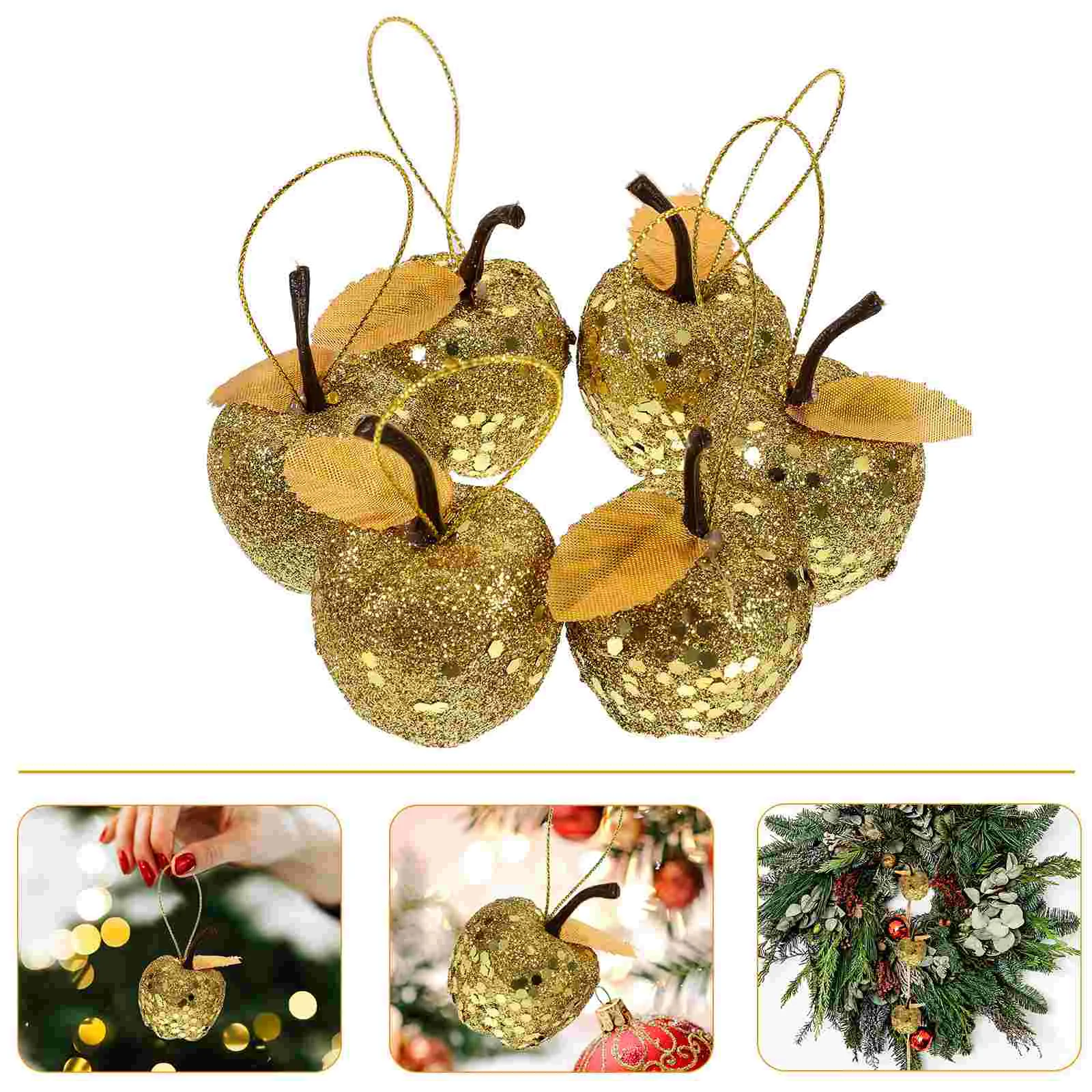 20 Pcs Christmas Apple Pendant Candy Decorations Indoor Tree Foam Xmas Hanging Ornament