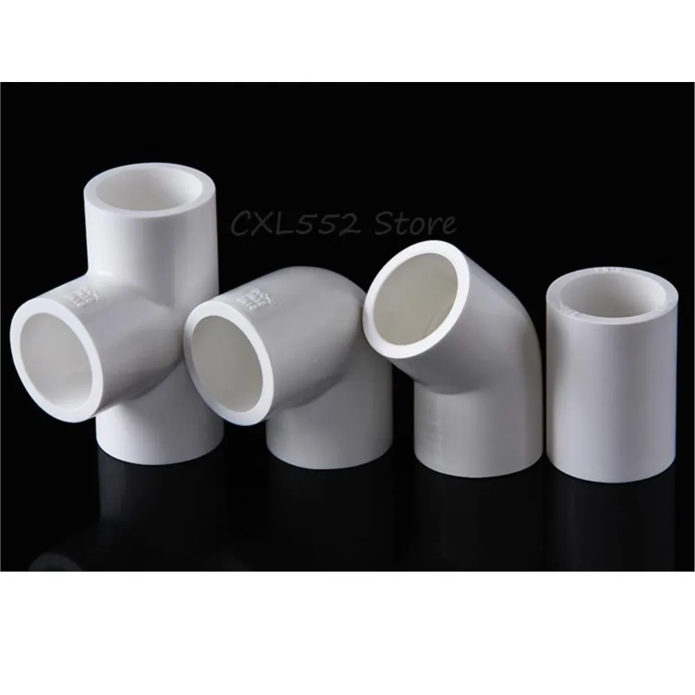 10Pcs Inside Diameter 20/25/32mm 45° 90° 3 Tee White PVC Connentor 20/25/32mm Female Male Thread PVC Straight Connector