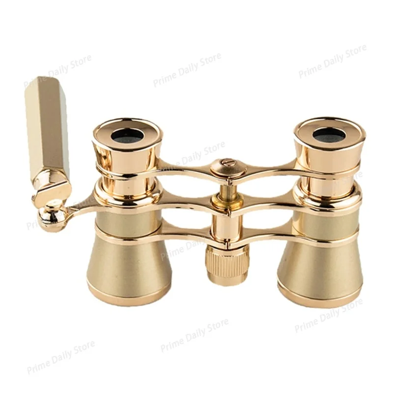 Vintage Binoculars Telescope Opera Theater Glasses with Retractable Handle Women Girls telescope Hose Racing Glass Gold‑Plated
