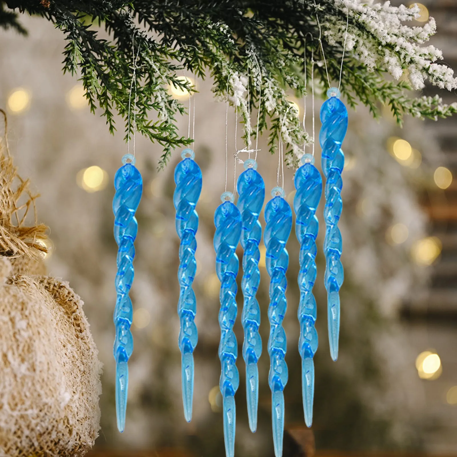 12 Pieces Plastic Icicle Plastic Icicle Christmas Ornaments Icicle Decoration Christmas Tree And Holiday Xmas Paternoster Beads