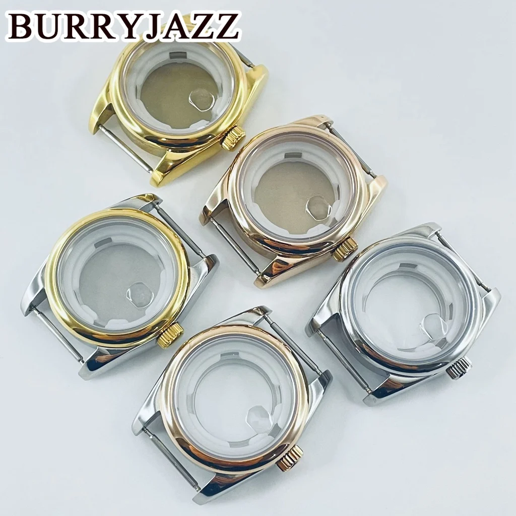 

BURRYJAZZ 31 мм NH05 NH06 Корпус для часов Серебристый корпус из нержавеющей стали розового золота с сапфировым стеклом Crysta Водонепроницаемый