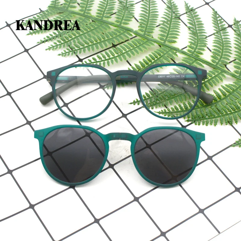 KANDREA Round Sunglasses Women Man Magnetic Glasses Clip on Brand Designer 2023 Vintage Optical Myopia Eyeglasses Eyewear C8011