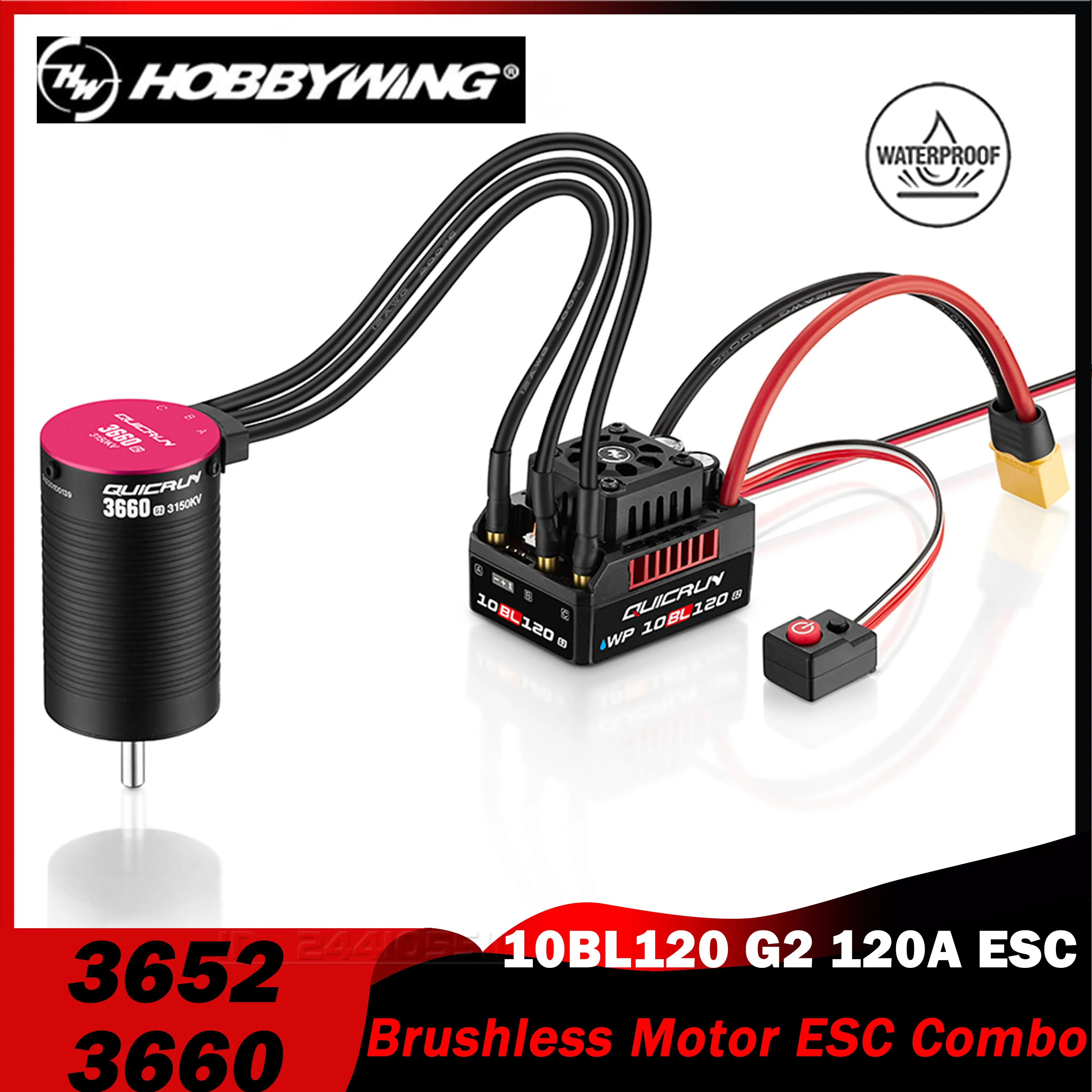 

HOBBYWING QuicRun 3652SL 3660SL G2 Sensorless Brushless Motors With 120A ESC for 1/10 RC Car On-road Buggy Wltoys Redcat Tamiya