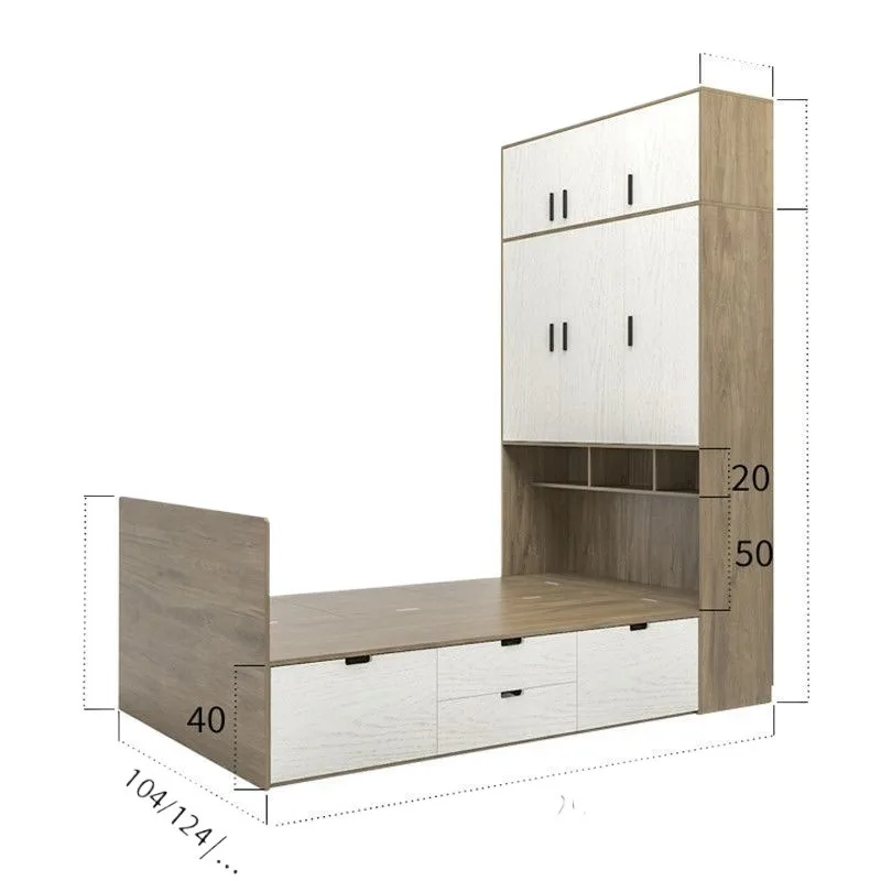 Small apartment multi-functional tatami bed cabinet integrated plus desk high box storage bed wardrobe combination saves space