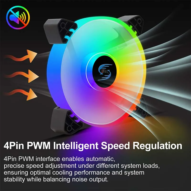120mm PC Case Fan RGB Cooling Fan Cpu Cooler Fan Wireless 4Pin PWM LED Case Fans Computer Case Fan Chassis Cooling Ventilador view 2