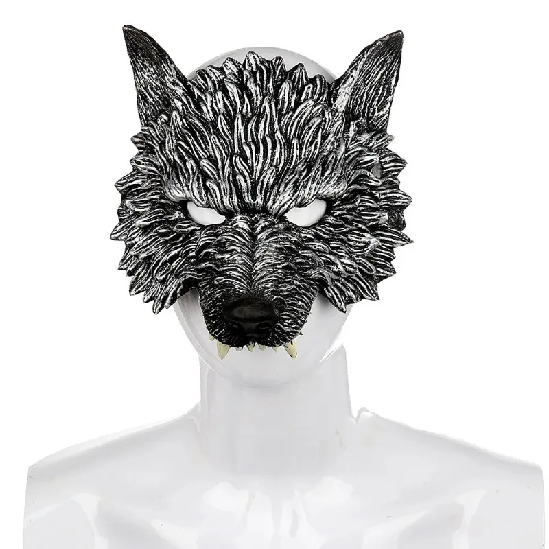 Máscara de hombre lobo 3D, máscara de cabeza de lobo de espuma suave realista, juego misterioso de Halloween, máscara de Animal, disfraz, decoración de fiesta