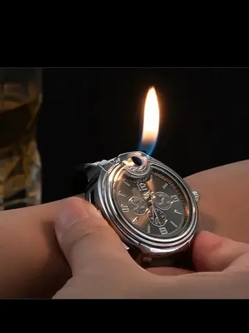 Outdoor Watch Inflatable Lighter Fashion Metal Gas Windproof Portable Open Flame Lighter Smoking Cool Personality Gift 2025 New