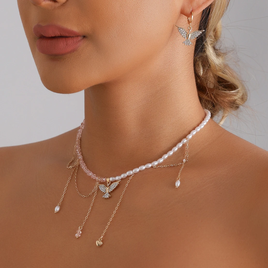 Fashion Angel Wings Feather Y2K Choker Necklace for Women Big Phoenix‌ Pendant Link Tassel Chains Collar Bib Wedding Tribal Gift