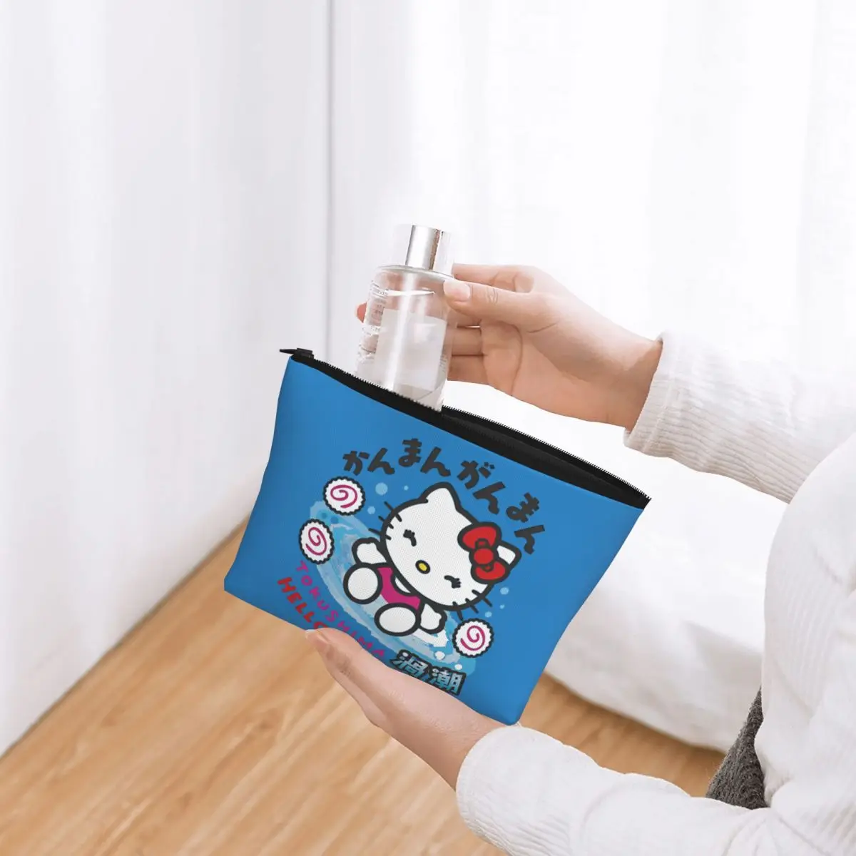 منظمات تخزين مطبوعة على شكل قطة لطيفة من هالو كيتي للأزواج من أجل الضروريات حقيبة مكياج جرافيك يومية محمولة حقائب مستحضرات التجميل اللطيفة