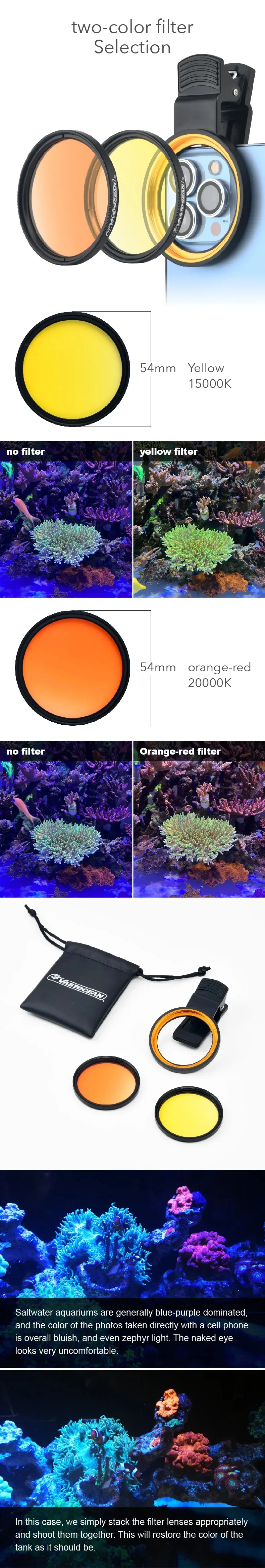 Vastocean Meerwasser-Tankfilter Salzwasser-Korallenbecken Makro-Fotografie Fotolicht God Lens Handy-Clip – Detail 12