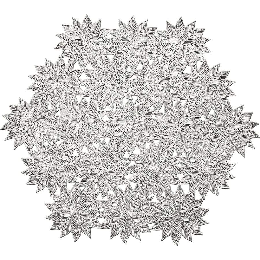 

Упаковка из 40 шт./центральные салфетки, моющиеся, легко чистящиеся, термостойкие, виниловые коврики из ПВХ (осенние блестящие серебристые)