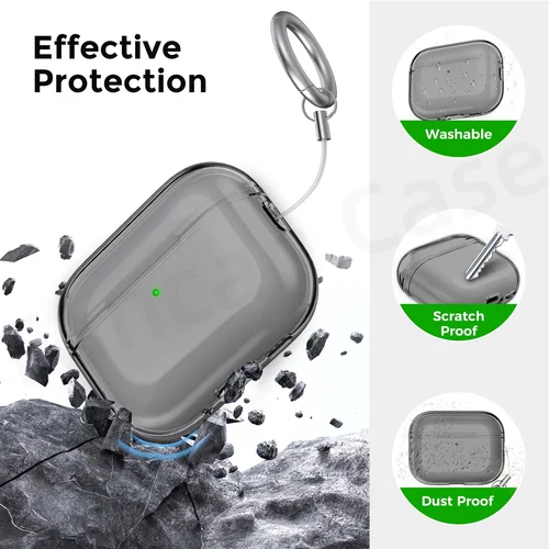 Imagen 2 del producto Funda transparente para Airpods Pro 3 2025 [Antiamarimiento] Piel protectora de TPU suave para AirPods Pro Funda de tercera generación con kit de limpieza