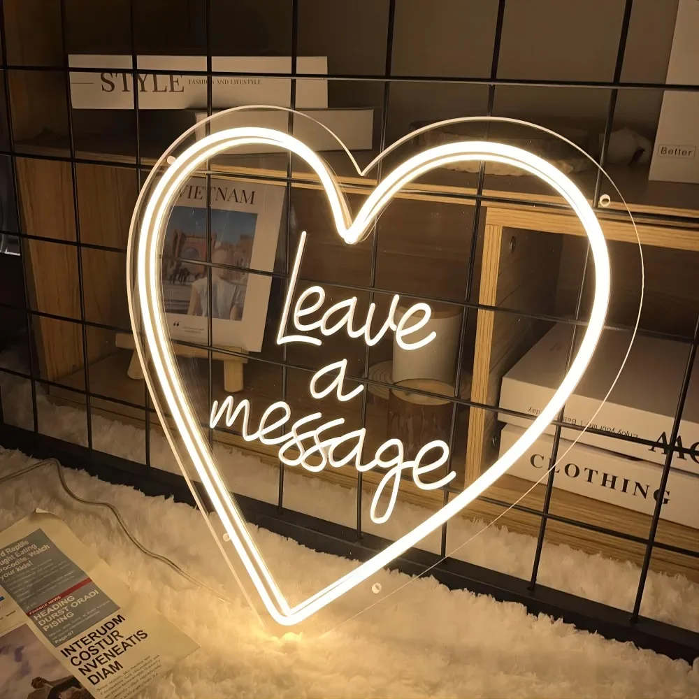 Leave A Message Neon Sign Sculpture Personal Custom-tailor LED Lights For Wedding Family Party Decoration Coffee Bar Wall Decors