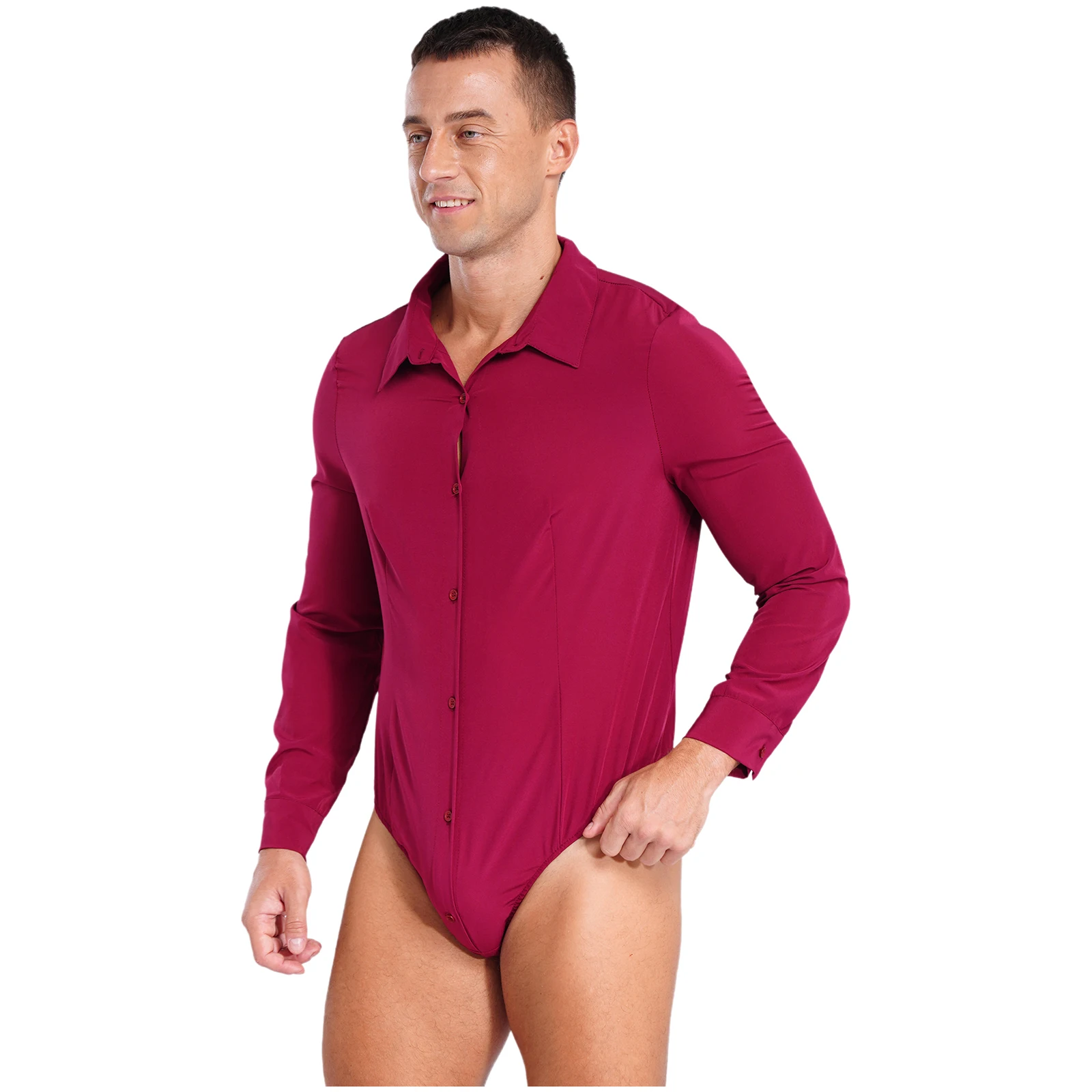 Mens Bodysuit Shirts Tops Long Sleeve Office Work White Blouses OL Shirt Leotard Jumpsuit Male Clothes Business Work Romper - Image 5