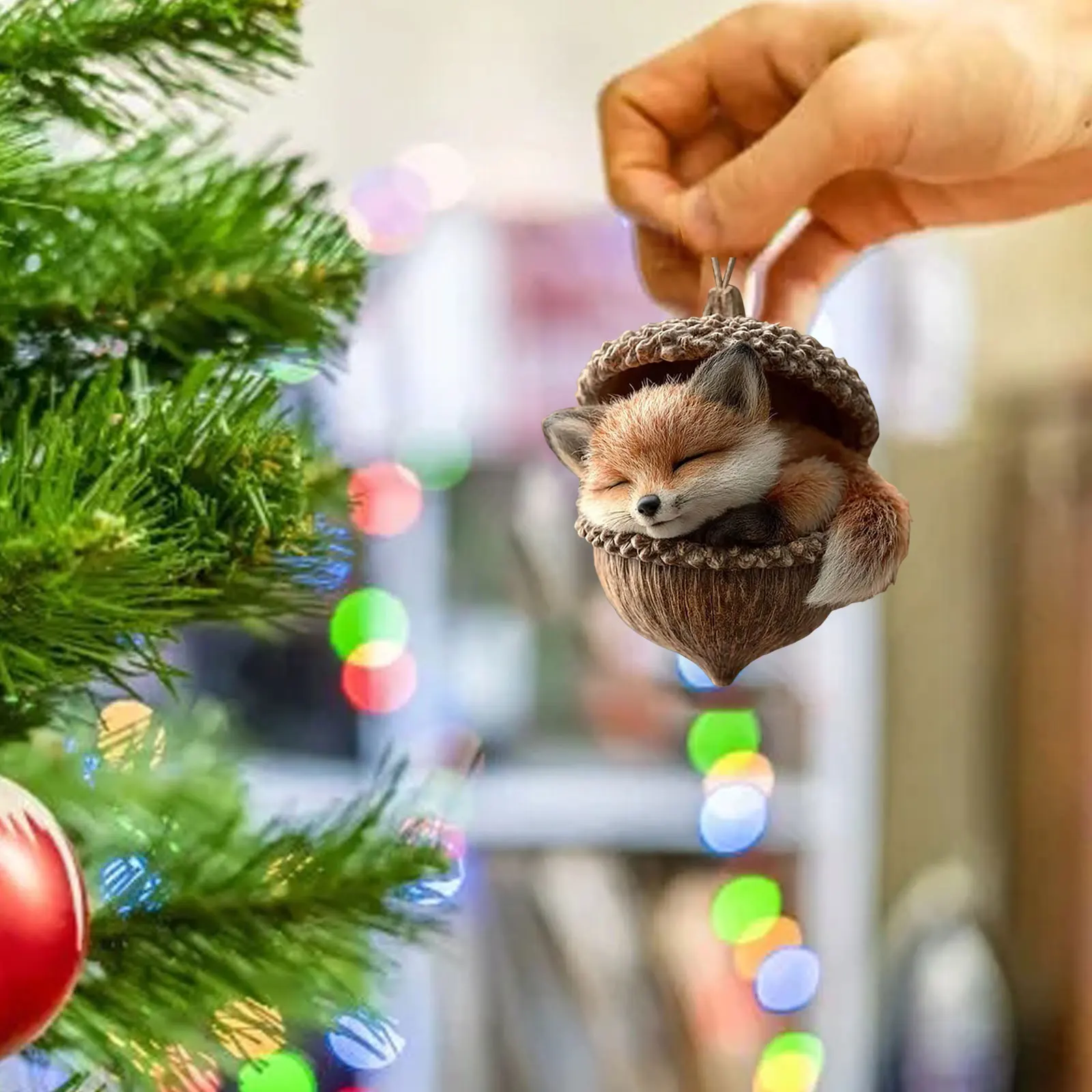 زخرفة مخلوق تمثال لشجرة عيد الميلاد الديكور الاكريليك مصغرة النوم ديكور لقضاء عطلة المنزل سلك ستار