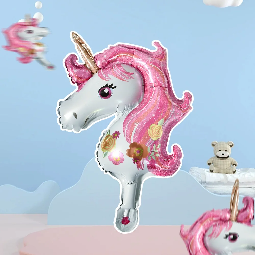 10pcs, Pink and White Little Unicorn Aluminum Balloons, Suitable for All Kinds of Party Decorations