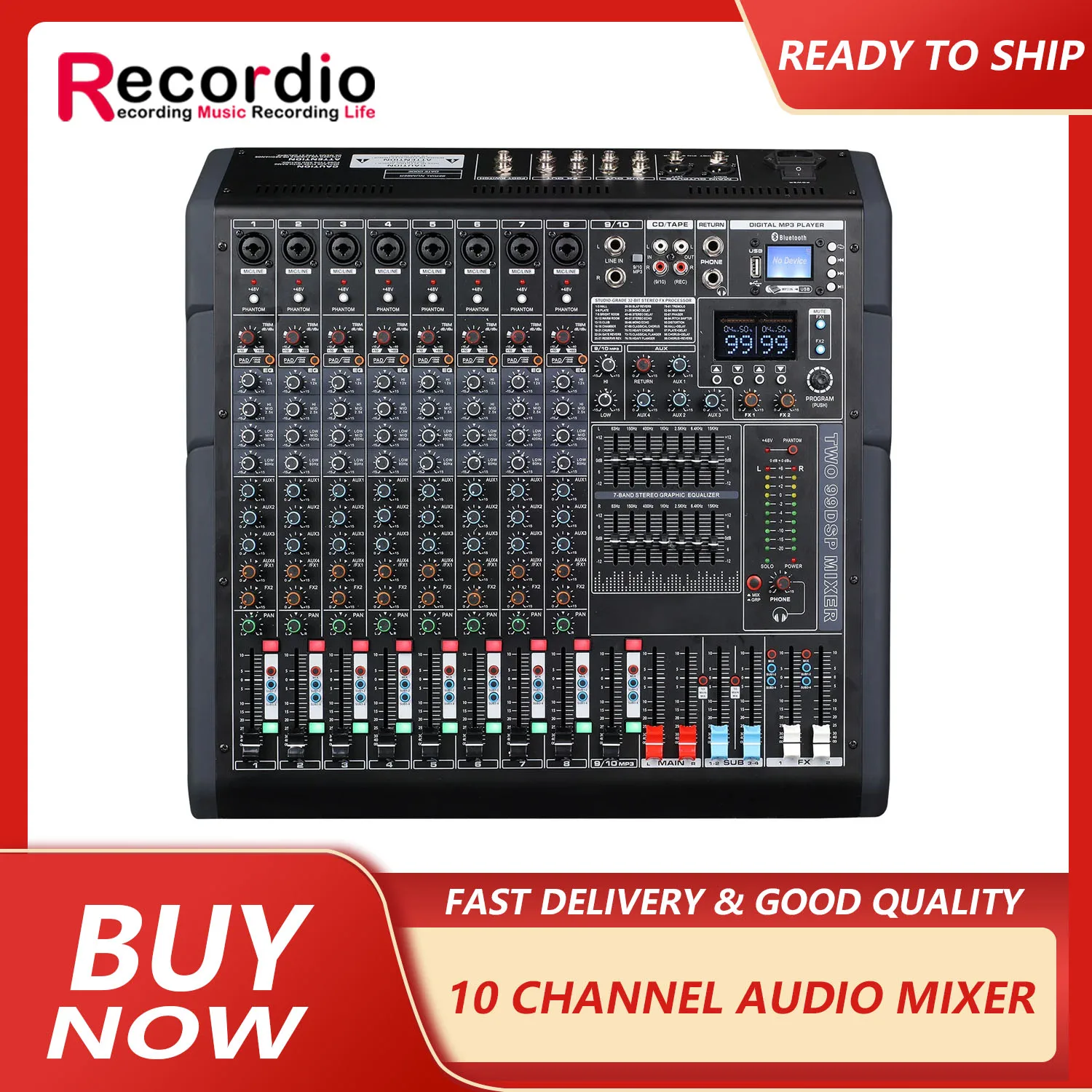 

GAX-TF10 Analog Mixing Console with 8 Channels and Built-in Digital Effects Processor Dual Band Balanced Wedding Hotel Recording