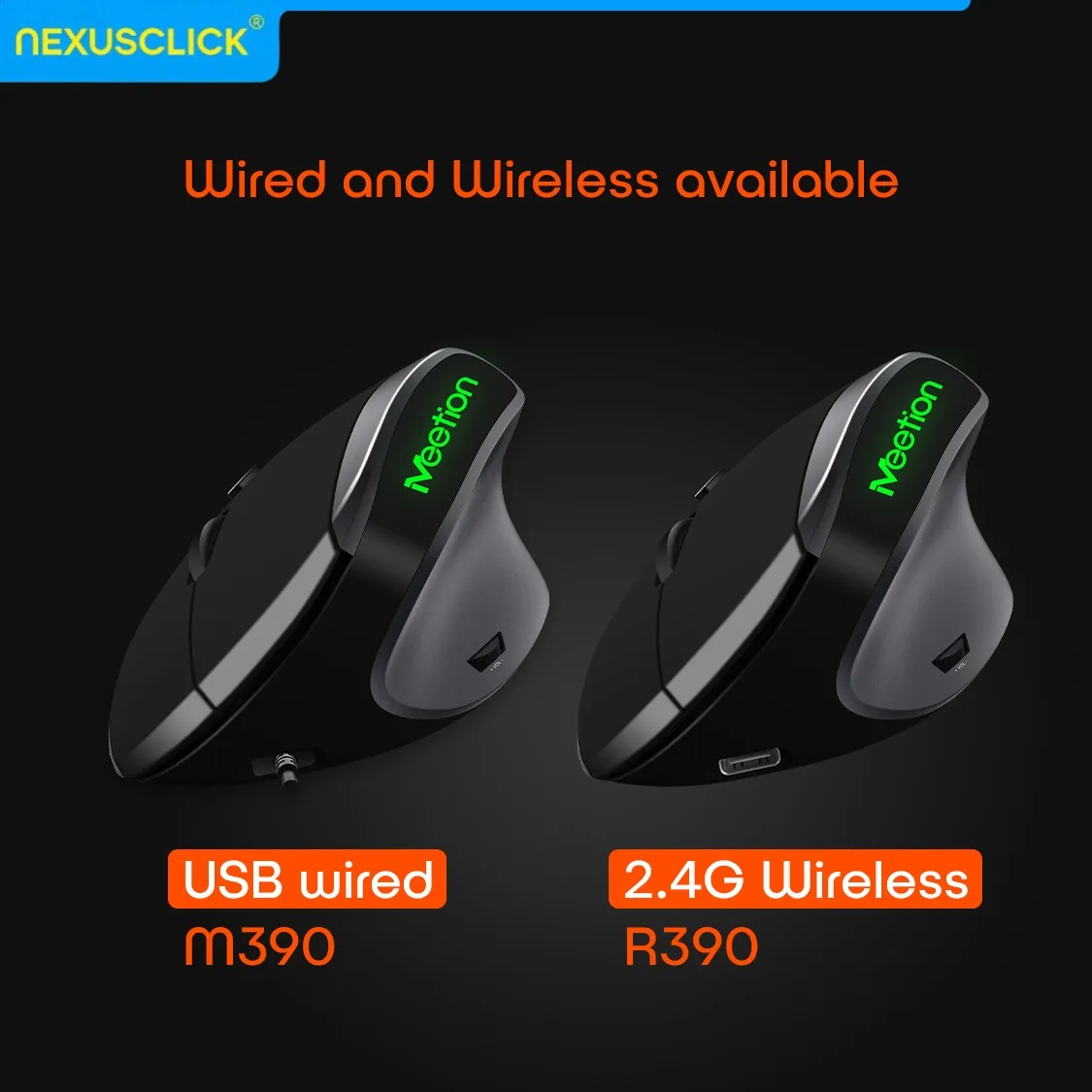 NexusClick Vertical Ergonomic Wireless Mouse, Type‑C Rechargeable Adjustable DPI Ergonomic Mouse, Pain Relief Wrist Comfort Mice