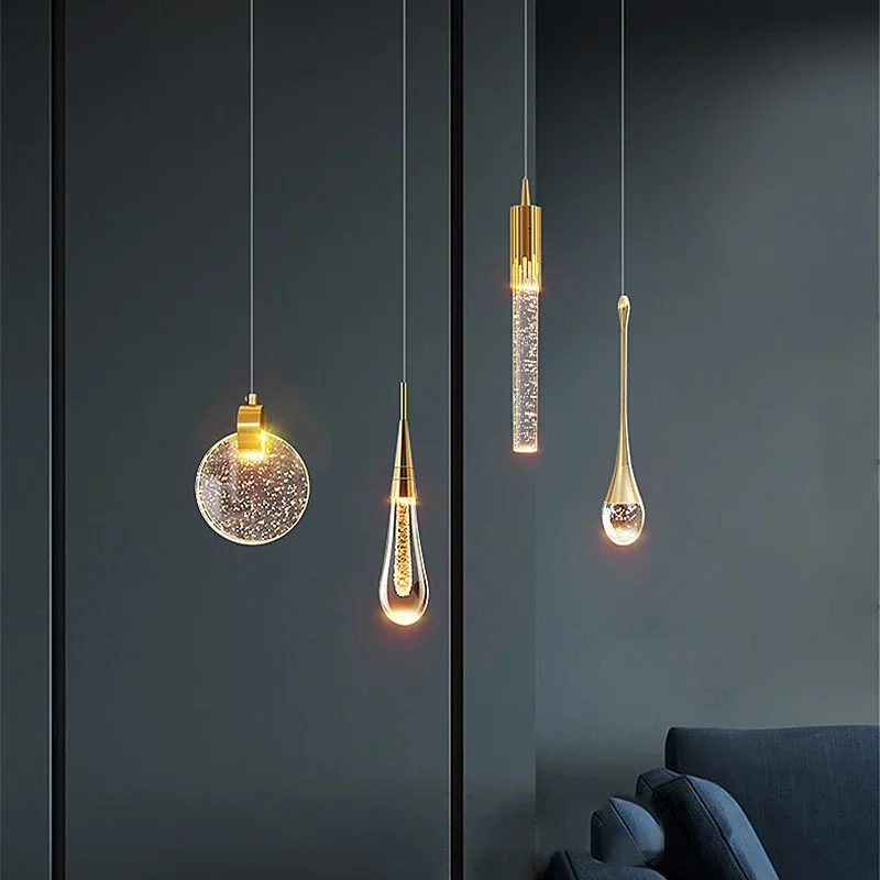 

Modern Bubble Crystal LED Pendant Lights Lamps Aesthetic for Dining Room Bedroom Shop Bar Cafe Drop Pendant Lamp Home Decoration