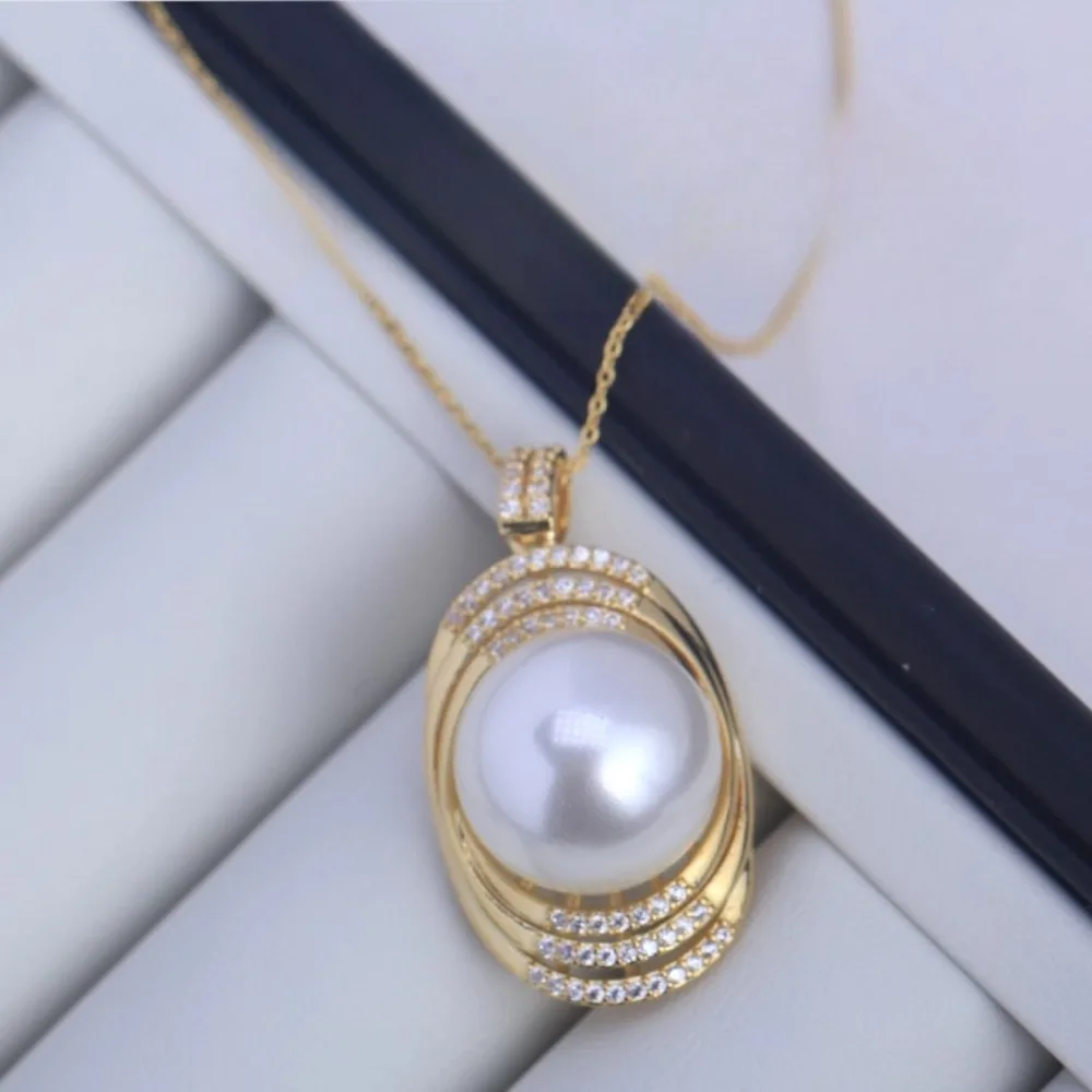 

5pcs DIY Pearl Accessories New Copper-plated Exquisite Zirconium-inlaid Temperament Elegant Light Luxury Pendant Empty Holder