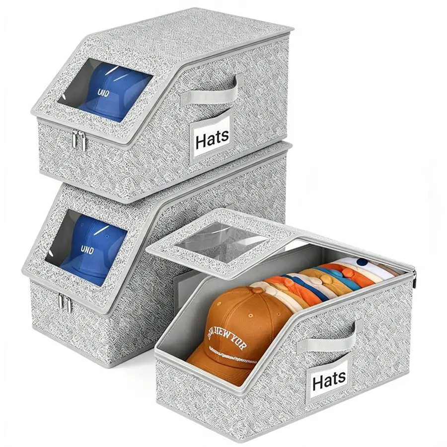 1pc Baseball Cap Storage Bin, with Handle, Fabric Organizer Case, Ideal for Peaked Cap Storage, Cabinet Neat Layout, Sorting XJM