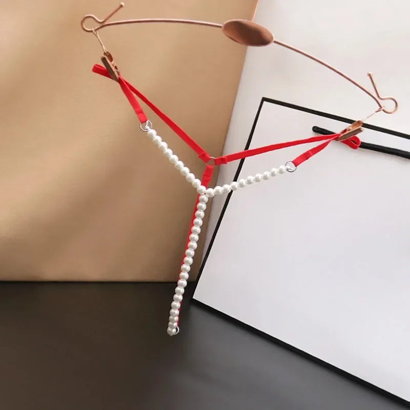 ملابس داخلية مثيرة مطرزة باللؤلؤ للنساء بخصر منخفض على شكل حرف T بدون حمالات ملابس داخلية مثيرة مقاس كبير ملابس تحتية مثيرة للنساء