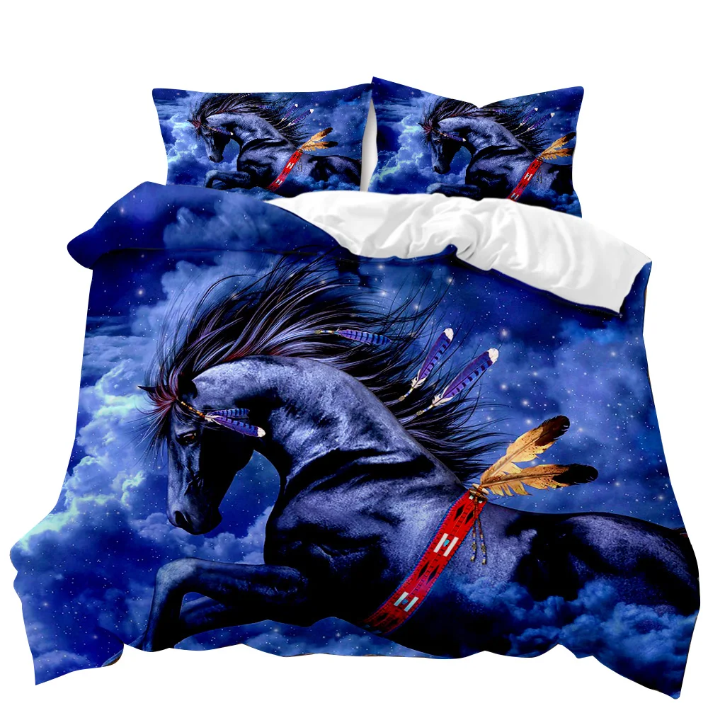 

Horse Duvet Cover Set Horse Running In Starry Sky Print Twin Bedding Set For Adults Animal Queen King Size Qulit Cover