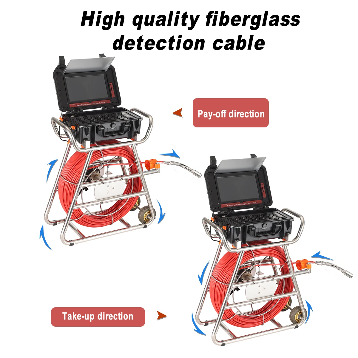 HD 1080P 10.1" Touchscreen With Distance Counter 20M Cable 512HZ Locator Video Audio Recording Snake Inspection Camera Endoscope