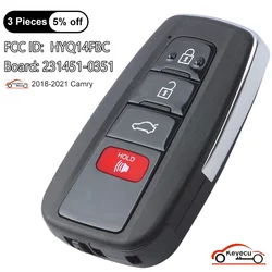 KEYECU 4 Buttons 314.3MHz for Toyota Camry 2018 2019 2020 2021 Smart Remote Key Fob HYQ14FBC 231451-0351 89904-06240 89904-06220