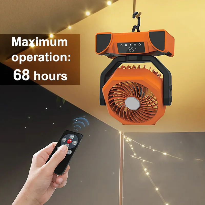 

Camping Fan 3 IN1 Portable Wireless Tent Ceiling Fan That Can Be timed Off With LED Light And Remote Control Power Bank Function