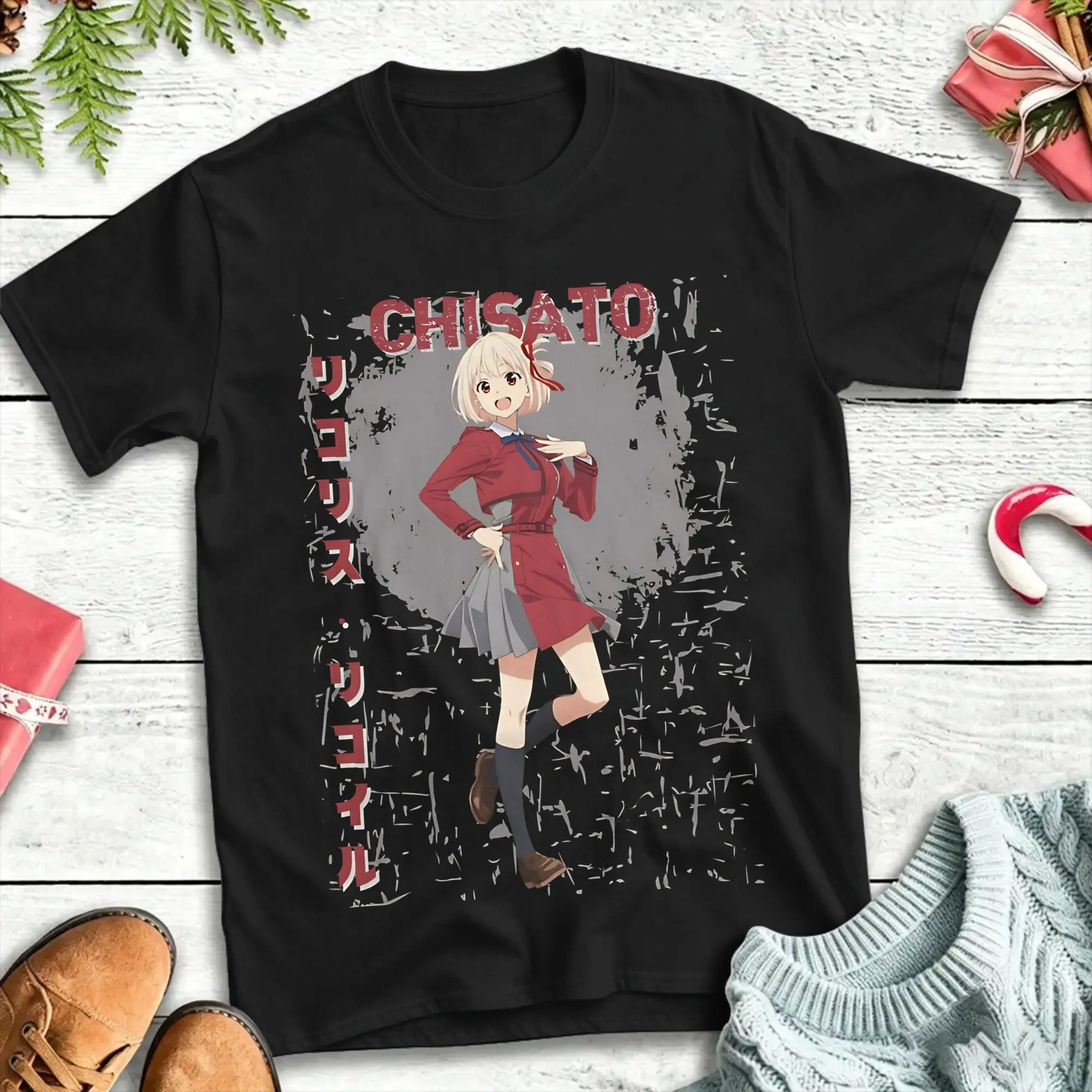 Men Lycoris Recoil  T Shirt  Cotton Tops Funny Short Sleeve O Neck Tee Shirt Graphic T-Shirt