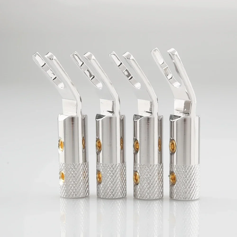 Viborg 순수 레드 구리 로듐 도금 스페이드 포크 플러그, 하이파이 스피커 케이블, 스페이드 커넥터 상단, VS702R, 4 개