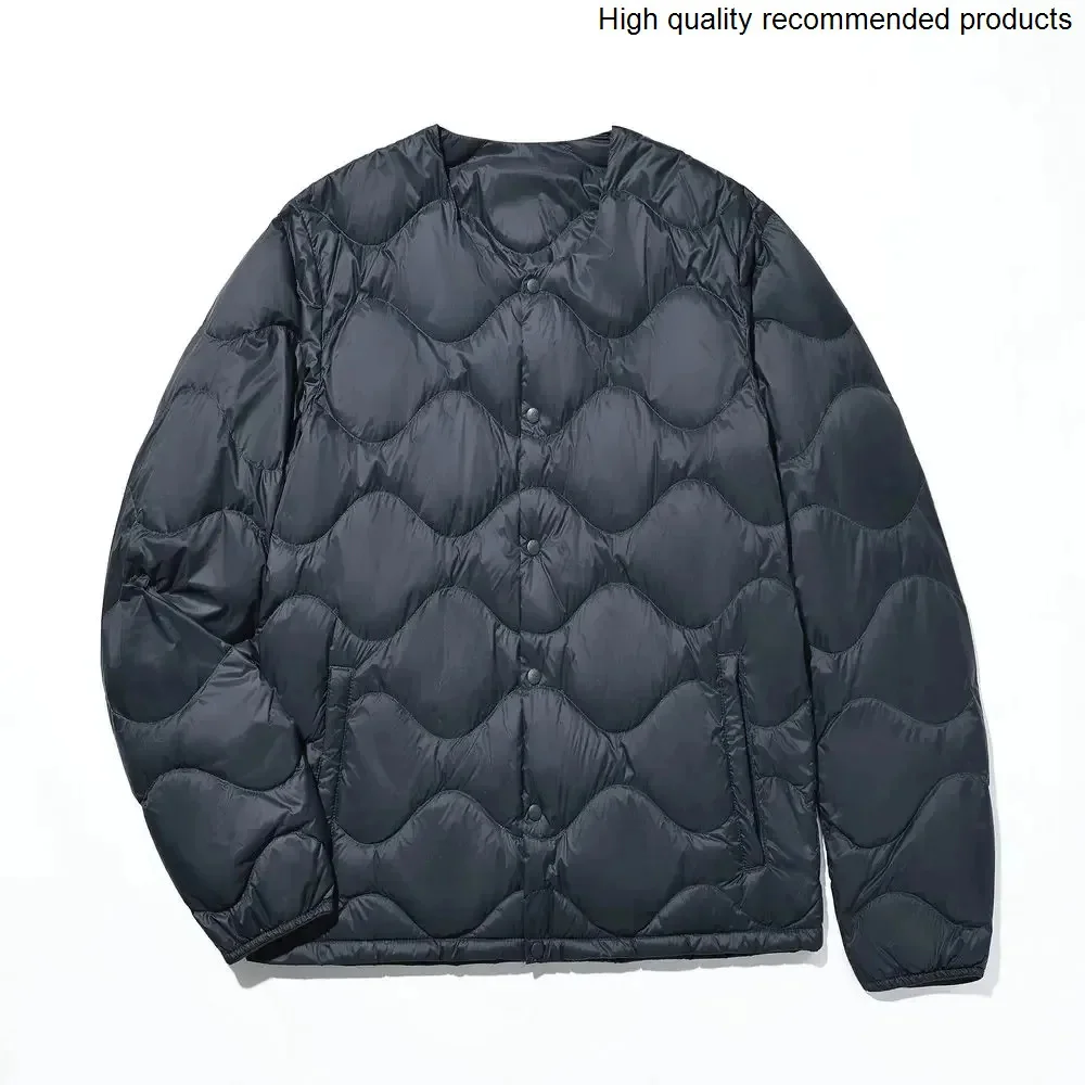 new style Men's round 2025 neck thin gourd down jacket liner lightweight collarless down jacket
