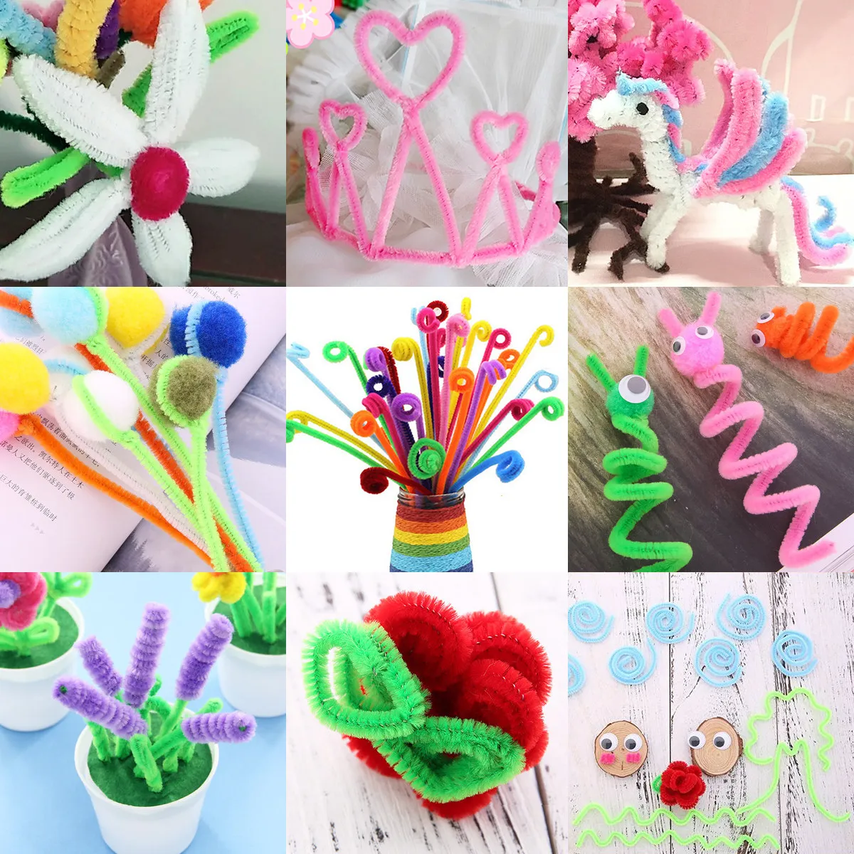 

100 шт. синельных проволок (трубочек) для детского творчества, поделок, подарков, украшений, праздничных сувениров, художественных принадлежностей