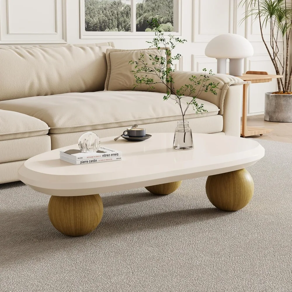 Small Coffee Table, Mid Century Vintage Oval Coffee Table, Rustic Mini Center Tables for Living Room, Small Spaces