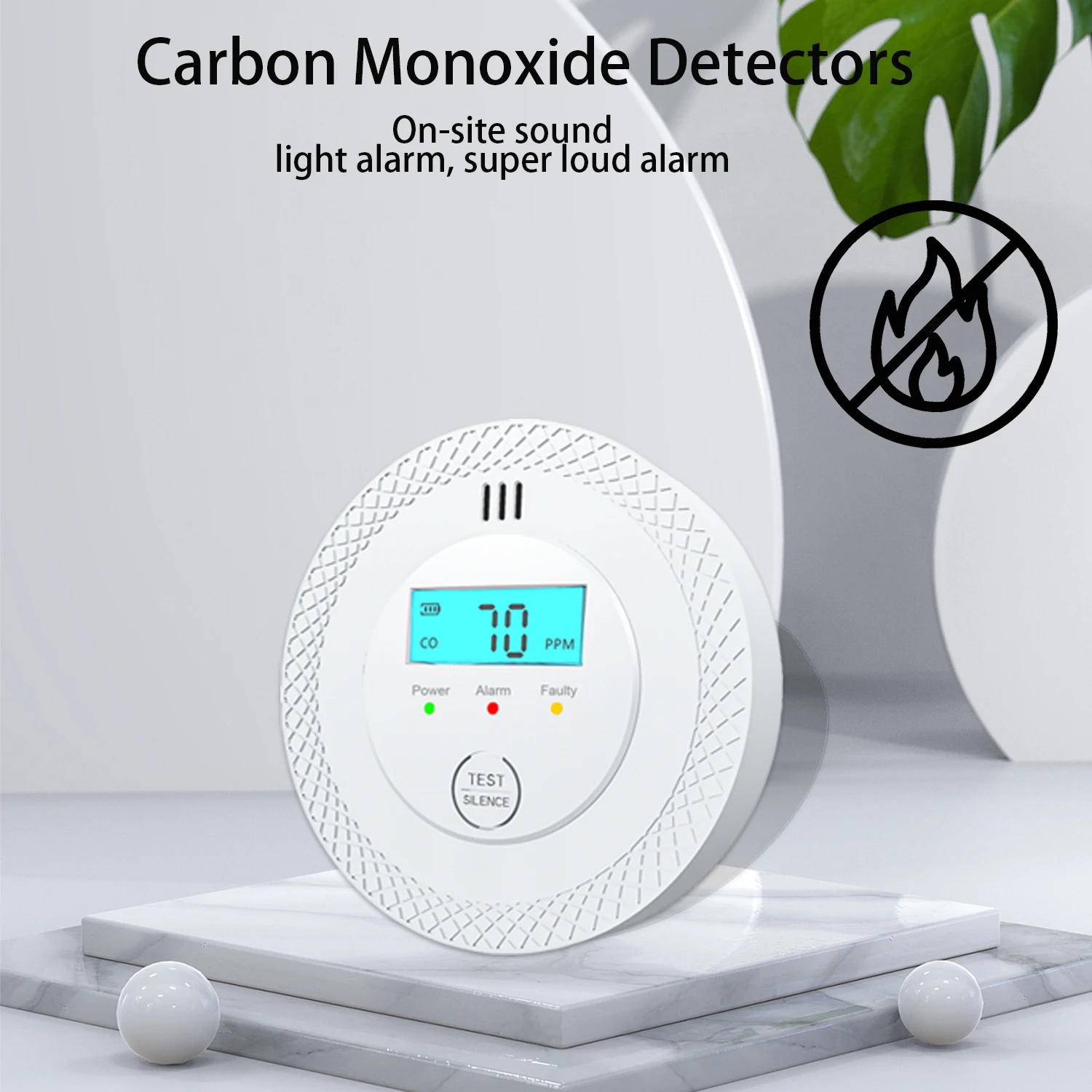 إنذار كاشف أول أكسيد الكربون مستشعر كهروضوئي جديد 85dB تحذير الصوت LCD شاشة ديجيتال CO إنذار مع UL2034