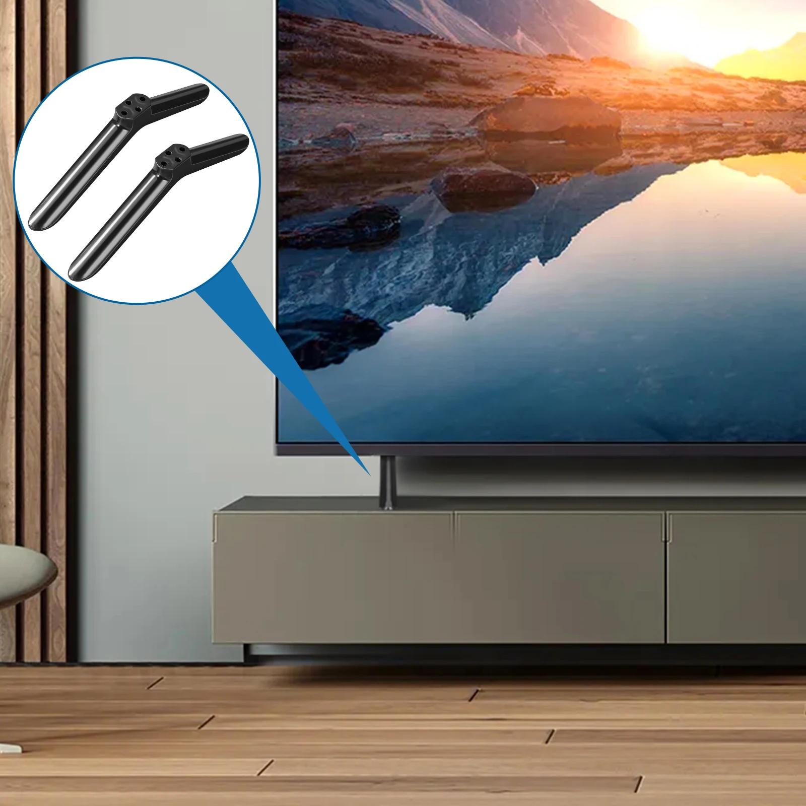 

2Pcs Base Stand Legs Black Universal Replacement Stable Flat Screen Holder for Living Room Bedroom Monitor Mount