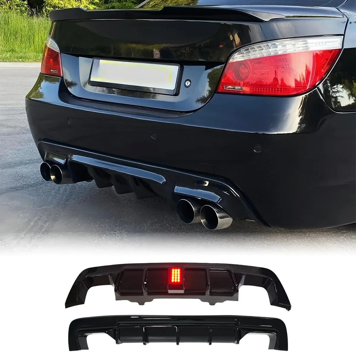 

For BMW E60 5 Series M Sport 2005-2009 MP Style Car Rear Bumper Diffuser Lip Tuning Valance Bodykits Modification Exterior