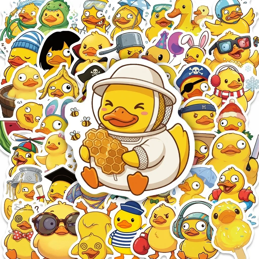50Pcs Cute Funny Yellow Duck PP Stickers, Unique Fun Shape Decals for Stationery & Journal DIY Decor Giajar Sticker Store