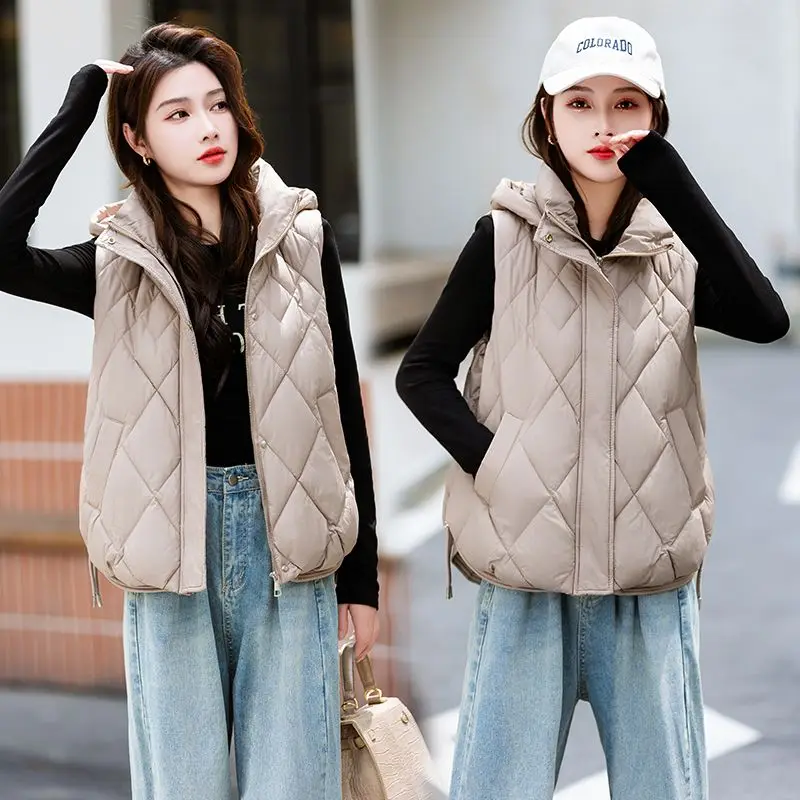 Women's Down Cotton Vest Quilted Autumn Winter Detachable Waistcoat Tank Top New Loose Coat Comfortable Fashion Denim Vest
