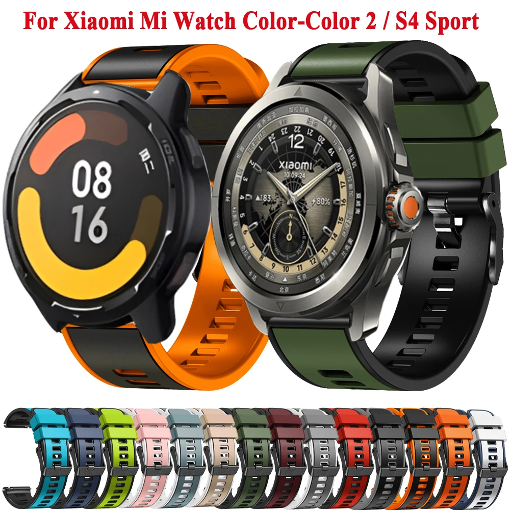 

Two-Tone Silicone Strap For Xiaomi Watch Color 2 Band Wristband For Mi Watch S4 Sport / S3 S2 S1 Active Bracelet 22mm Watchband