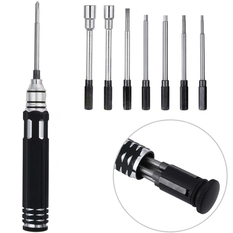 8 in 1 Steel Screwdriver Set Hexagon Socket Multifunctional Repair Tool Kit for RC Car Airplane Models Hex Wrench