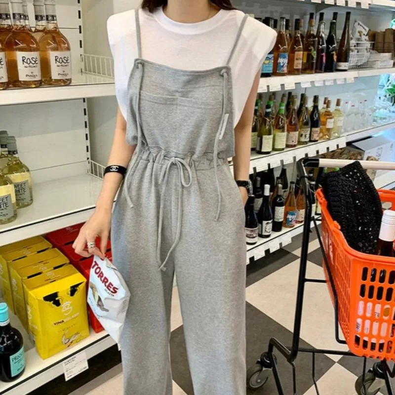 

Retro Chic Summer Wide Leg Pants Dstring Waist Loose Fit Women's Cargo Trousers bet Label Casual High Waist Long Pants