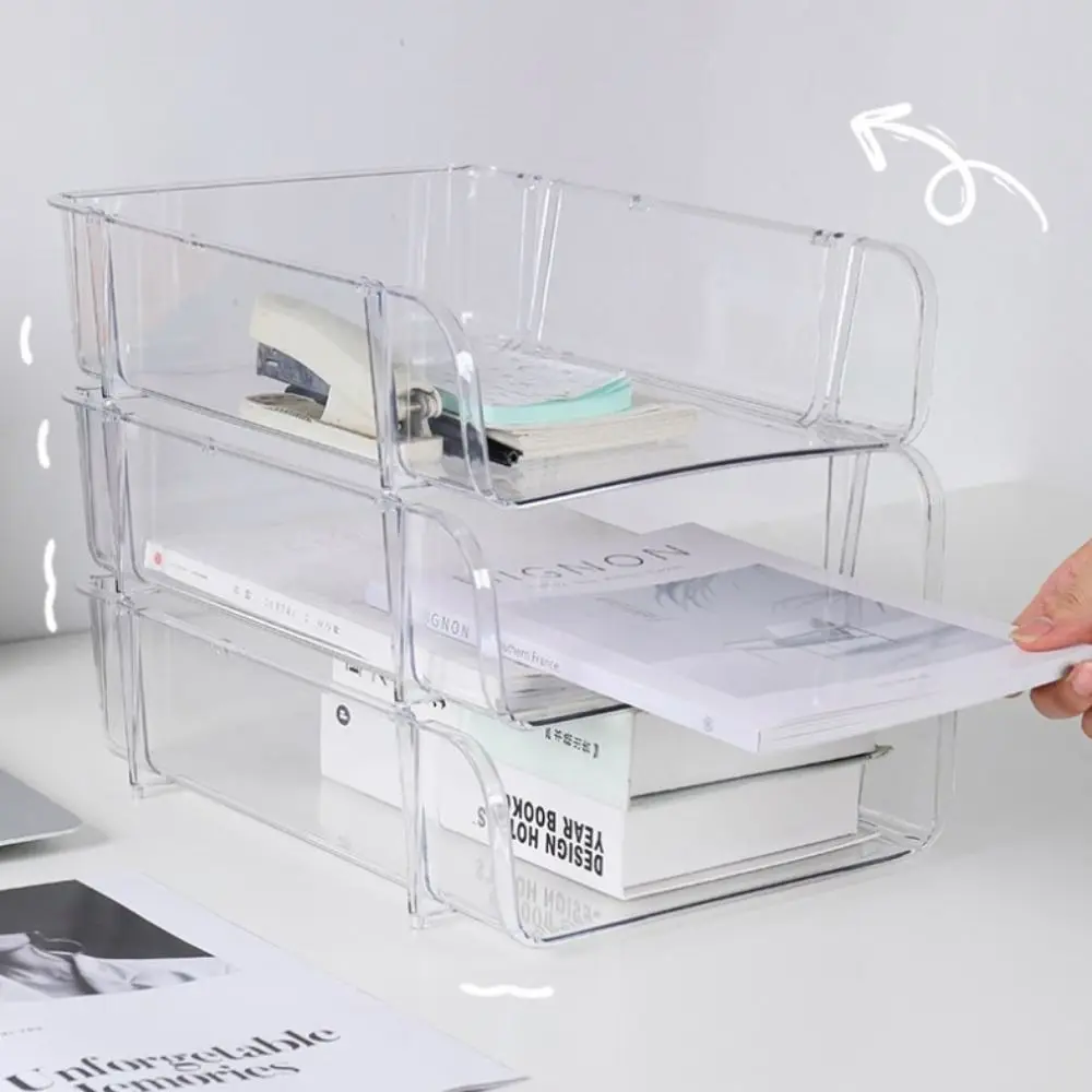 Multifunctional Minimalism File Storage Tray Stackable INS Style A4 File Rack Durable Desktop Organizer Documents