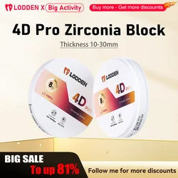 LODDEN Zirconia Block 4D PRO Multilayer Zirconia Disc 98mm 8 Layer Open System Vita 16 Colors For CAD/CAM Dental Lab Material